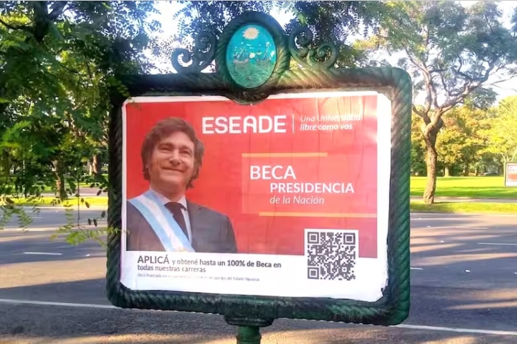 Milei promociona una beca de una universidad privada vinculada a Benegas Lynch