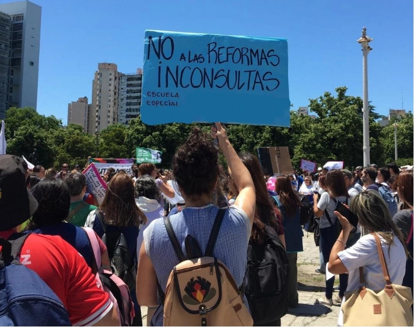 Paro de docentes chubutenses. Foto: La Izquierda Diario.