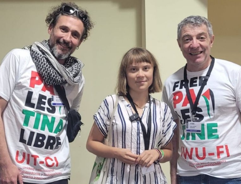 Juan Carlos Giordano junto a Greta Thumberg y Ezequiel Peressini