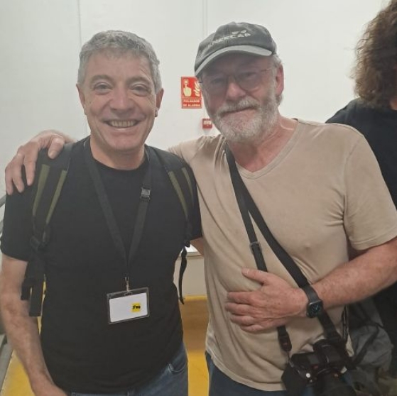 Giordano junto al actor irlandés Liam Cunningham, conocido por su actuación en Game Of Thrones y militante de la causa Palestina