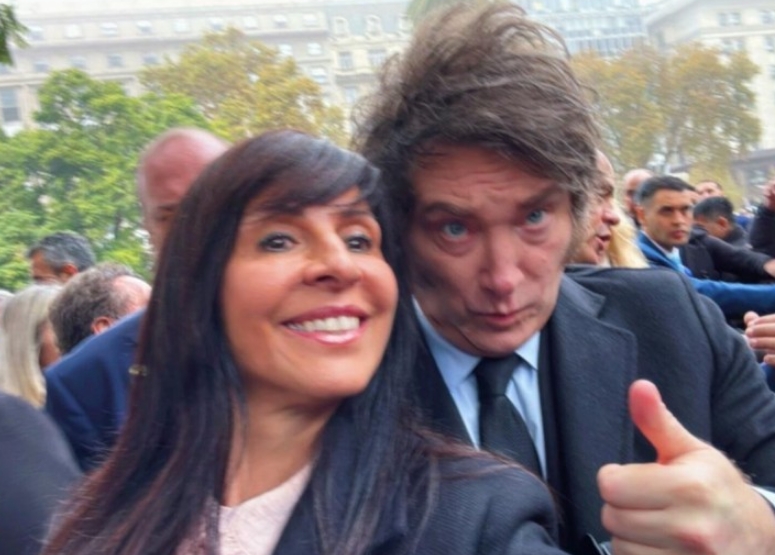 La diputada Lorena Villaverde y Javier Milei