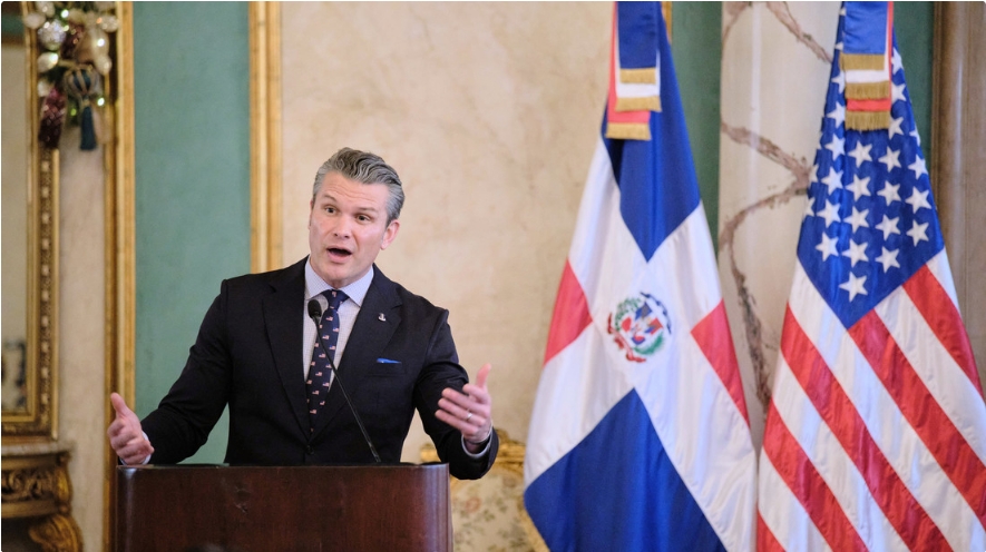 El Secretario de Defensa de Estados Unidos, Pete Hegseth, en el Palacio Nacional en Santo Domingo, República Dominicana, el miércoles 26 de noviembre de 2025. Ricardo Hernadez / AP