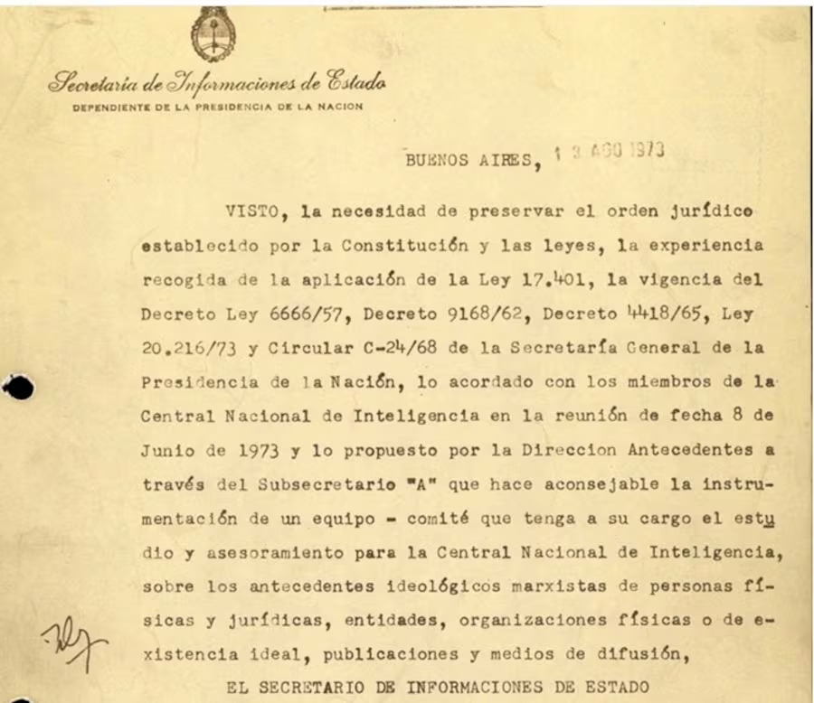Archivo de la SIDE 1973-1983 Documentos desclasificados de la SIDE correspondientes a los años 1973-1983 
