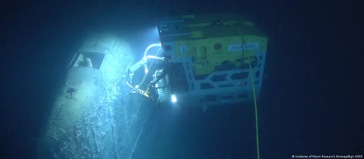 El pecio del submarino soviético Komsomolets, fotografiado durante la misión noruega que confirmó sus fugas radiactivas en 2019.Imagen: Institute of Marin Research Norway/Ægir 6000