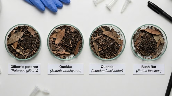 La técnica de metabarcoding aplicada por el equipo científico permitió comparar la alimentación del potoroo de Gilbert con otros mamíferos micófagos australianos (Imagen Ilustrativa Infobae)