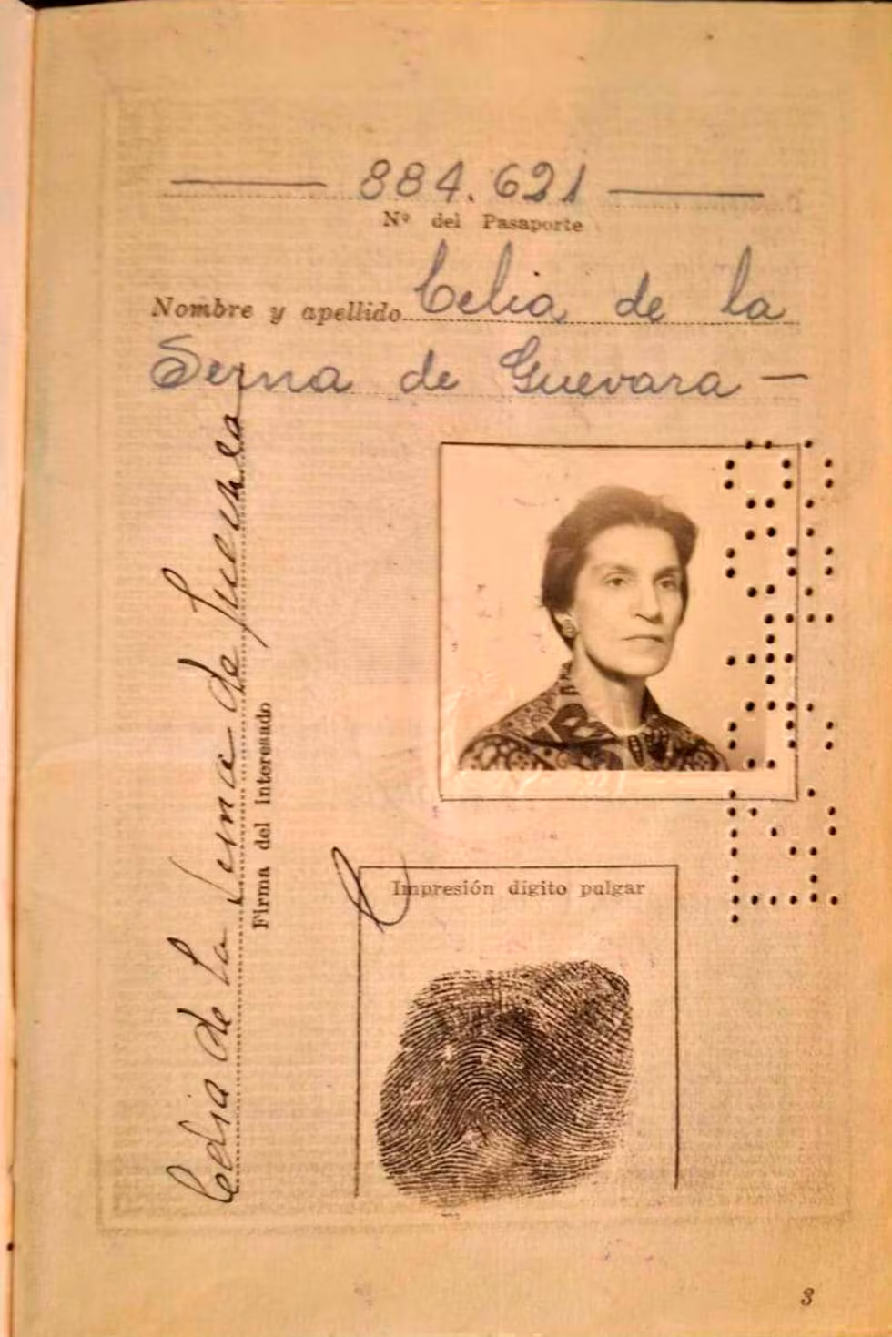 Pasaporte de la madre del Che. GENTILEZA