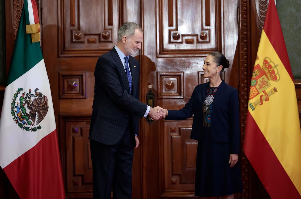 Sheinbaum recibió al rey Felipe VI de España en el Palacio Nacional. EFE. EFE