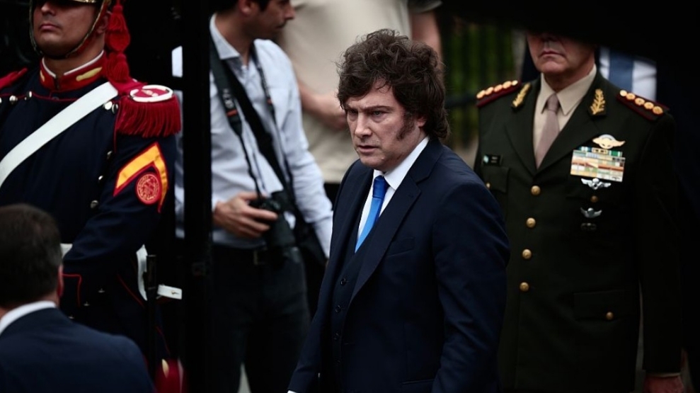 El presidente argentino Javier Milei en la Plaza San Martín, 2 de abril del 2026. Tomas Cuesta/Getty Images