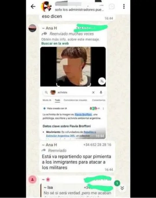 Capturas del acoso a la politóloga argentina Flavia Broffoni
