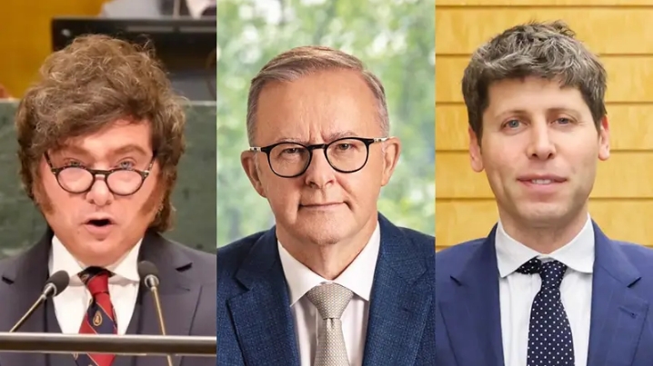 Javier Milei, Anthony Albanese y Sam Altman.