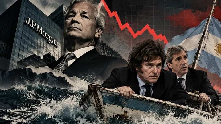 Jamie Dimon, número uno mundial de la banca JP Morgan. El golpe de realidad al experimento liberal-libertario vino del lado que menos podían esperar Javier Milei y Luis Caputo. Imagen ChatGPT.