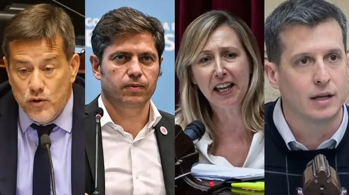 Myriam Bregman, Juan Grabois y Mariano Recalde, Axel Kicillof y Juan Marino.