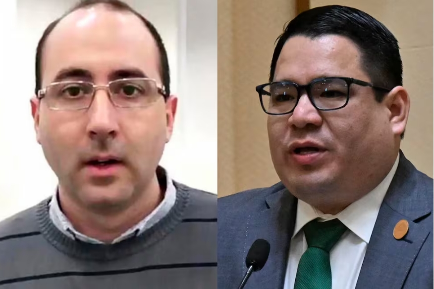 El detenido Fernado Cerimedo y el extraditado fiscal general, Roger Mariaca. archivo