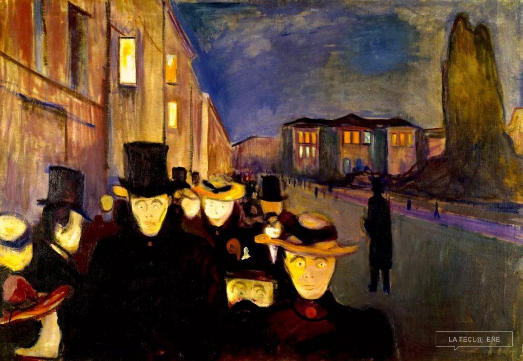 Ilustración: "Anochecer en la Calle Karl Johan", Edvard Munch