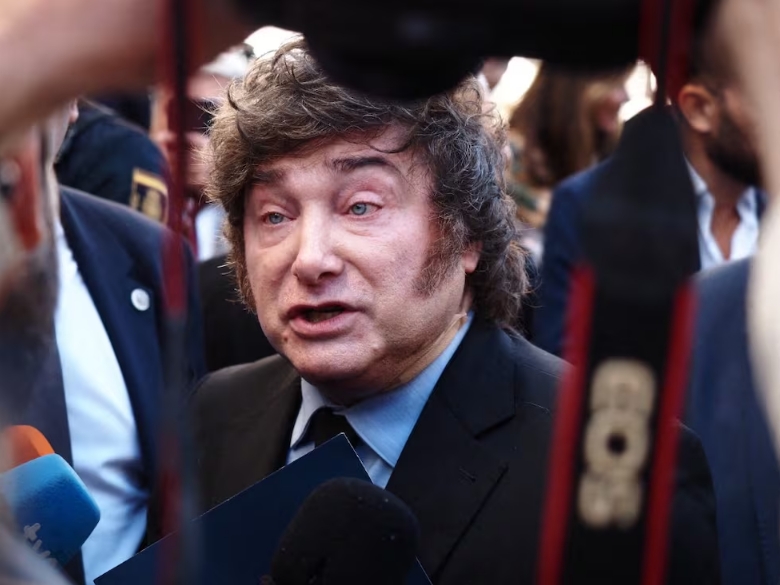 Javier Milei durante la visita en Madrid. AARON HEREDIA. NurPhoto via AFP