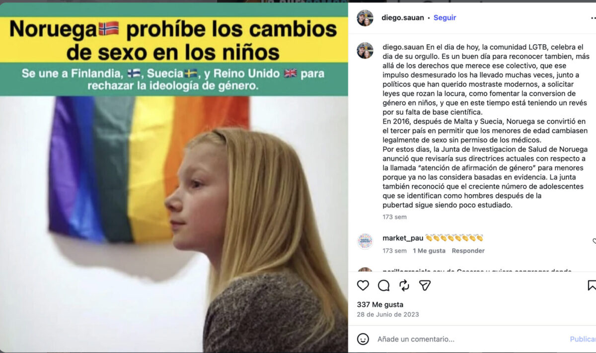 Captura del Instagram de Diego Sauan
