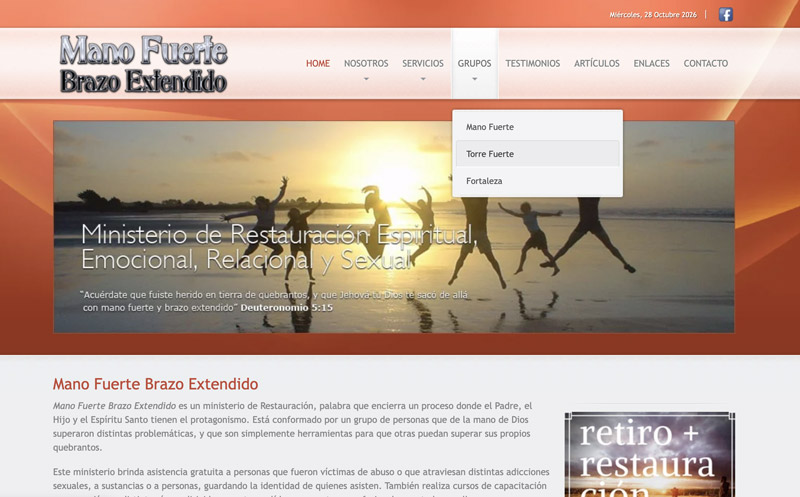 Captura del sitio de Mano Fuerte Brazo Extendido